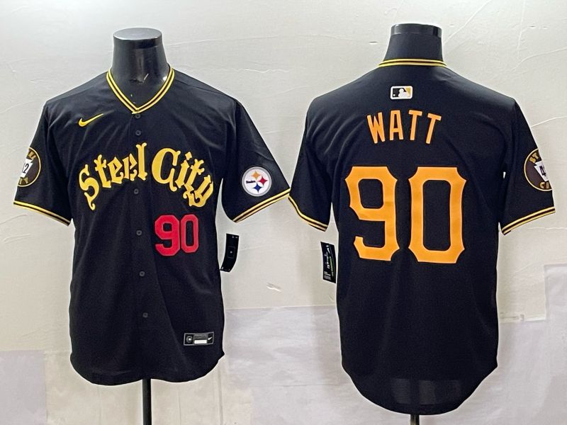 Men 2025 Nike Pittsburgh Steelers #90 Watt Black Limited NFL Jersey style 0065->arizona cardinals->NFL Jersey